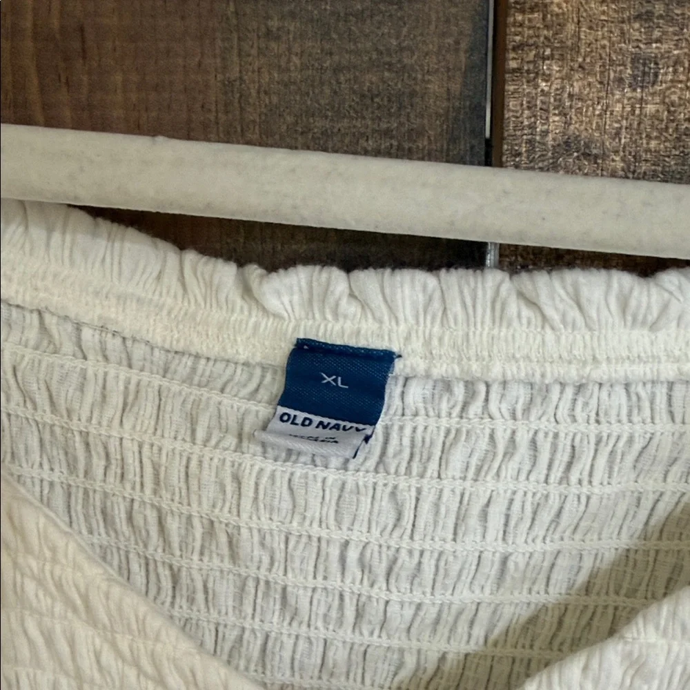 Old Navy White Smocked Peplum Long Sleeve Blouse